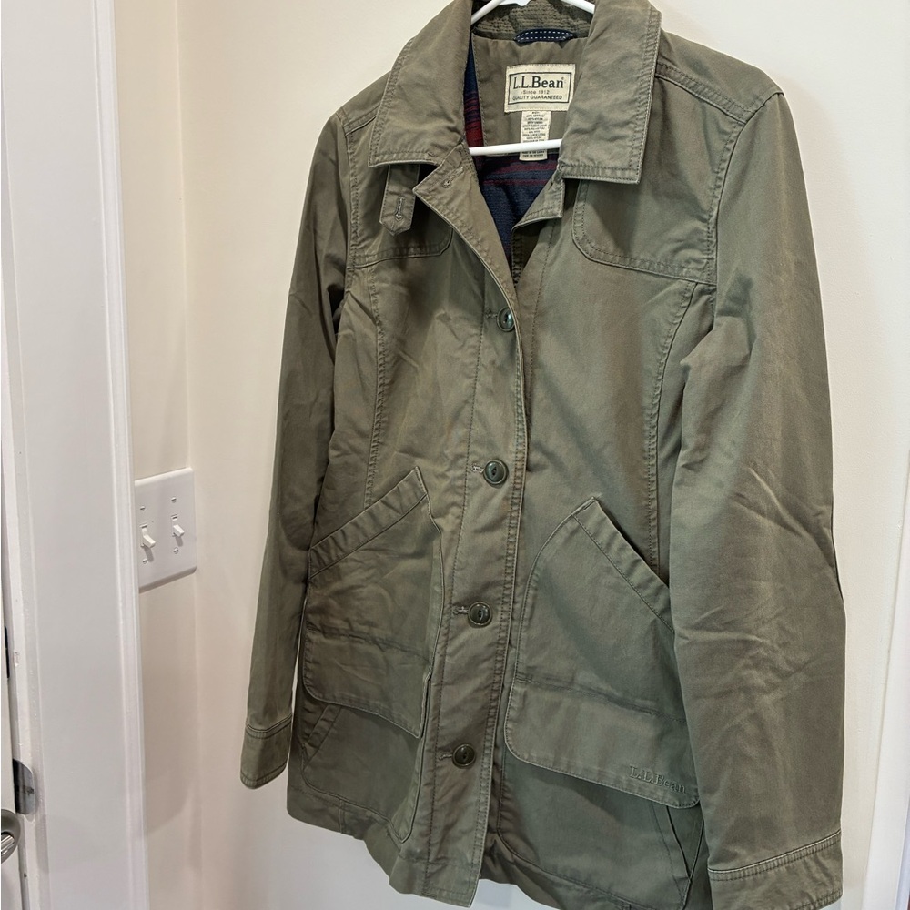 L.L. Bean Green Flannel-lined Utility Jacket